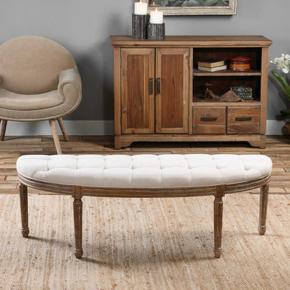 Uttermost Leggett Tufted White Bench 23196