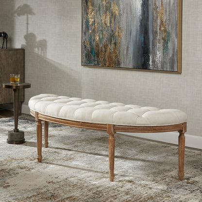 Uttermost Leggett Tufted White Bench 23196