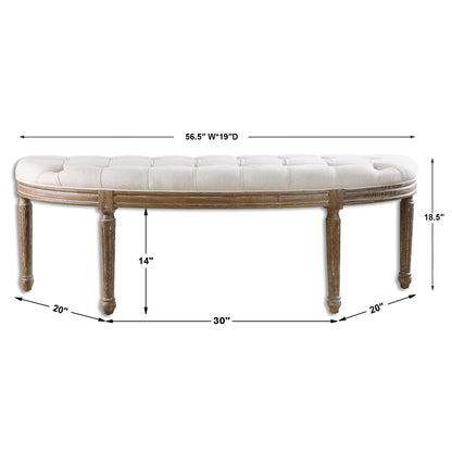 Uttermost Leggett Tufted White Bench 23196