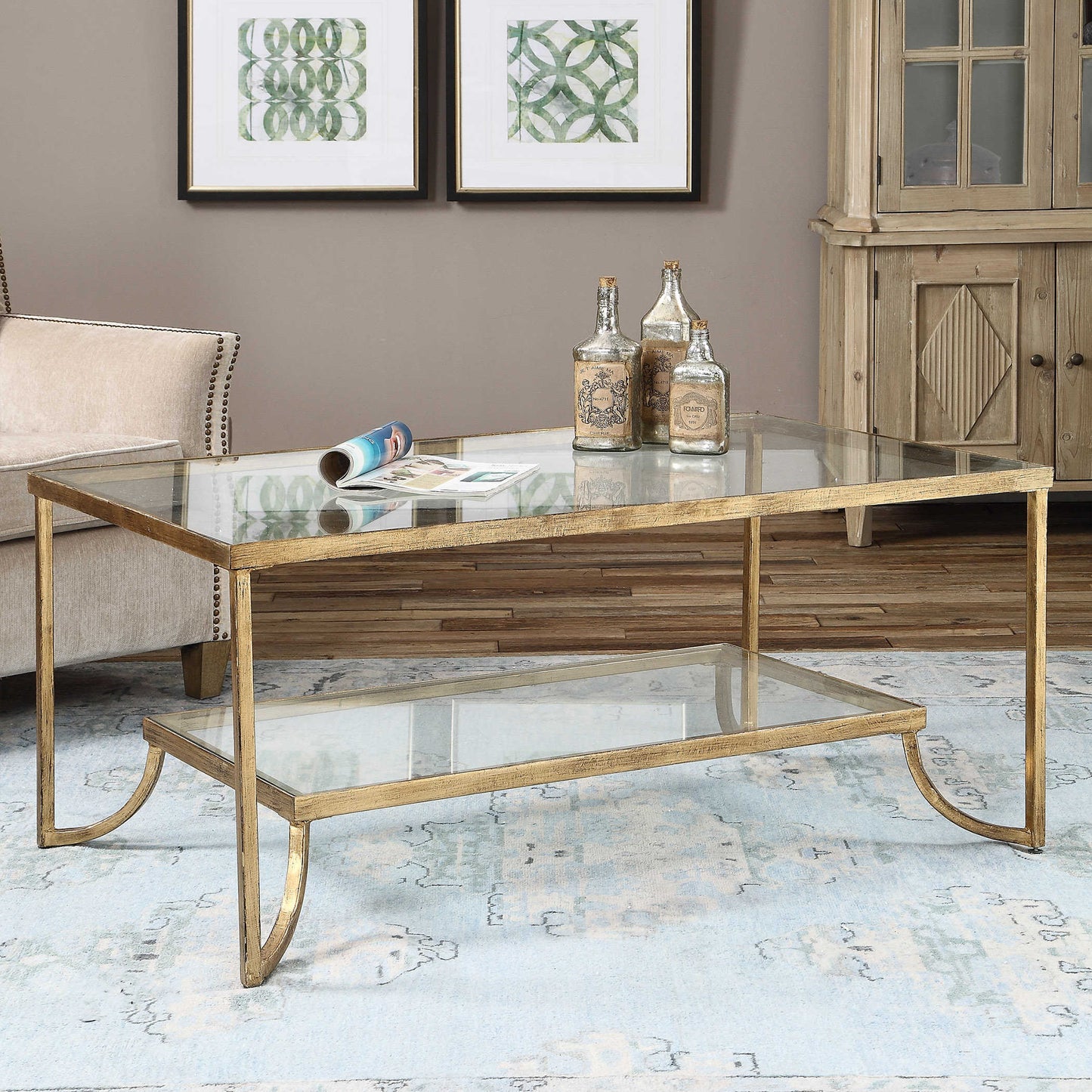 Uttermost Katina Gold Leaf Coffee Table 24540