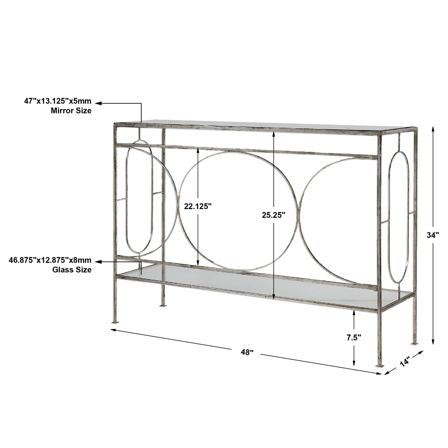 Uttermost Luano Silver Console Table 24541