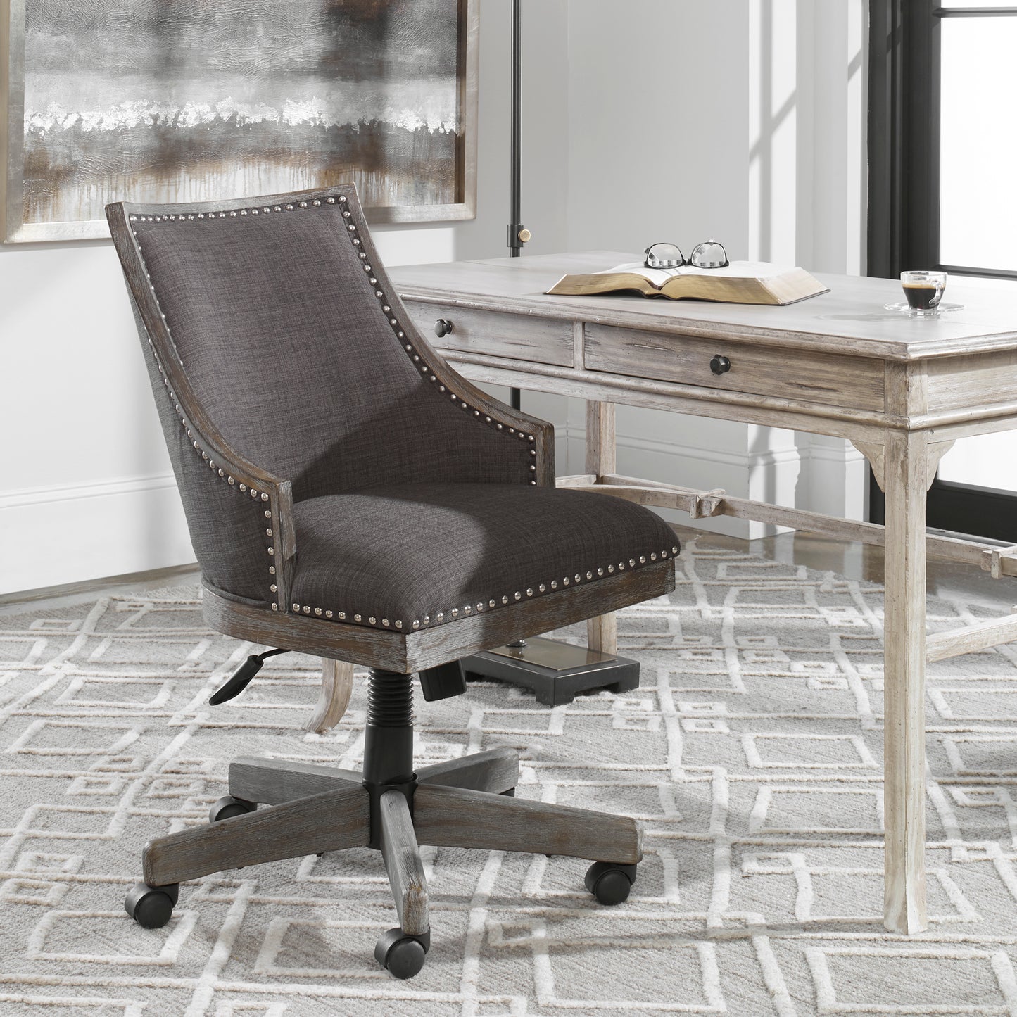 Uttermost Aidrian Charcoal Desk Chair 23431