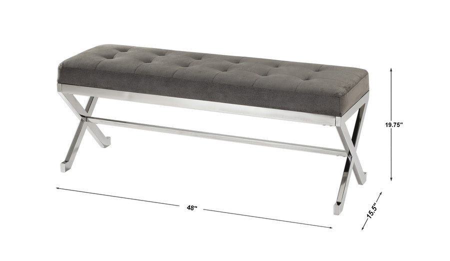 Uttermost Bijou Gray Fabric Bench 23430