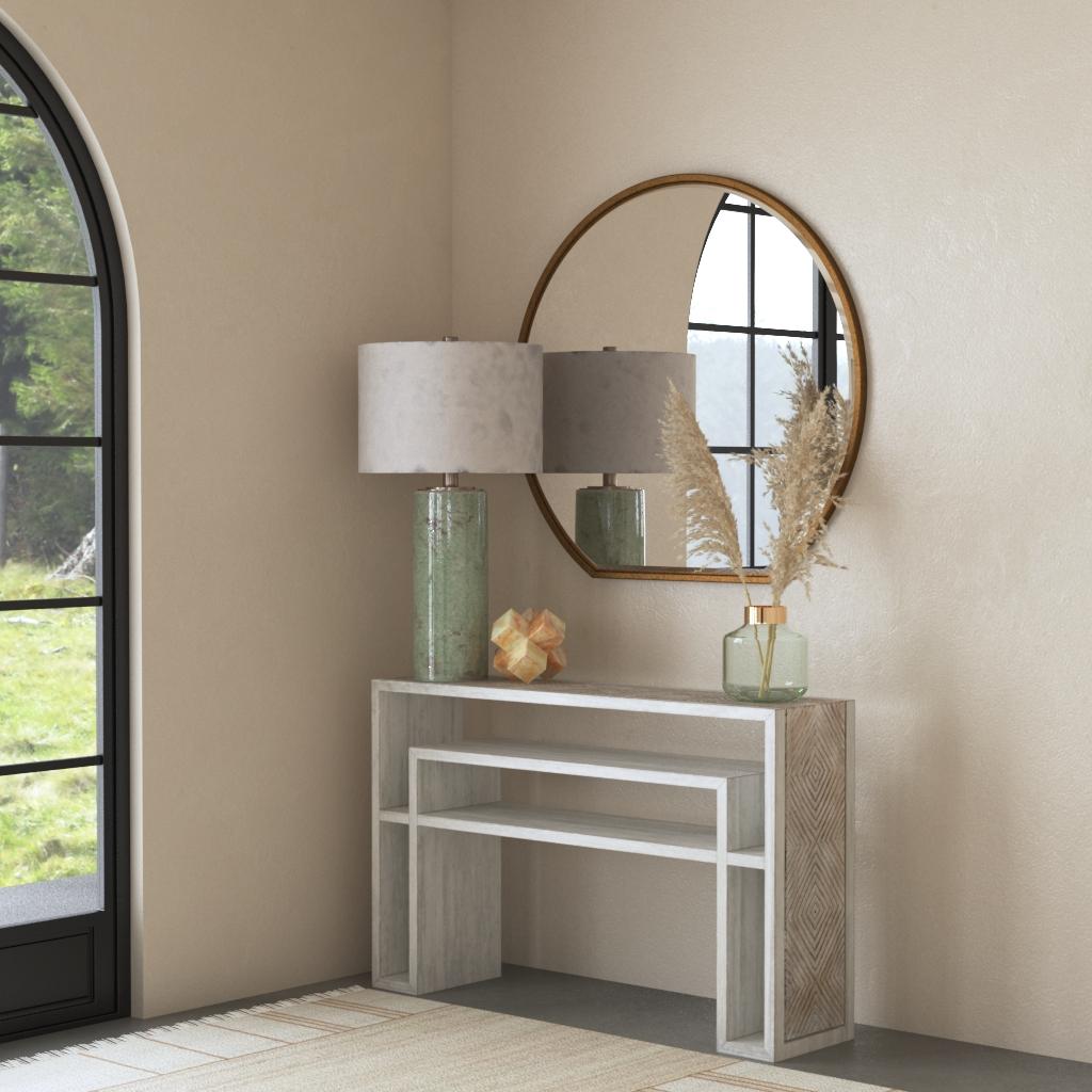 Uttermost Genara Bone White Carved Console Table 25839