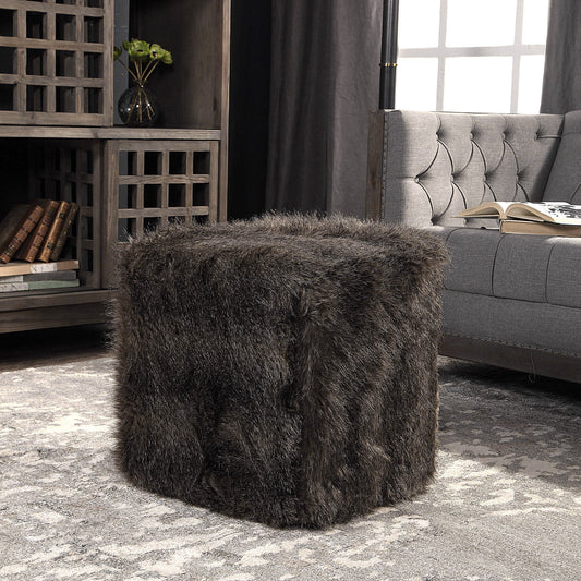 Uttermost Jayna Fur Ottoman 23474