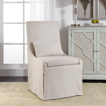 Uttermost Coley White Linen Armless Chair 23493