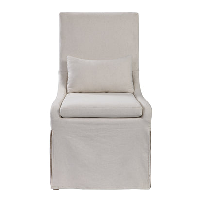 Uttermost Coley White Linen Armless Chair 23493