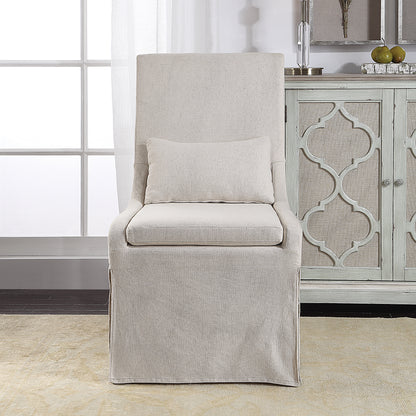 Uttermost Coley White Linen Armless Chair 23493