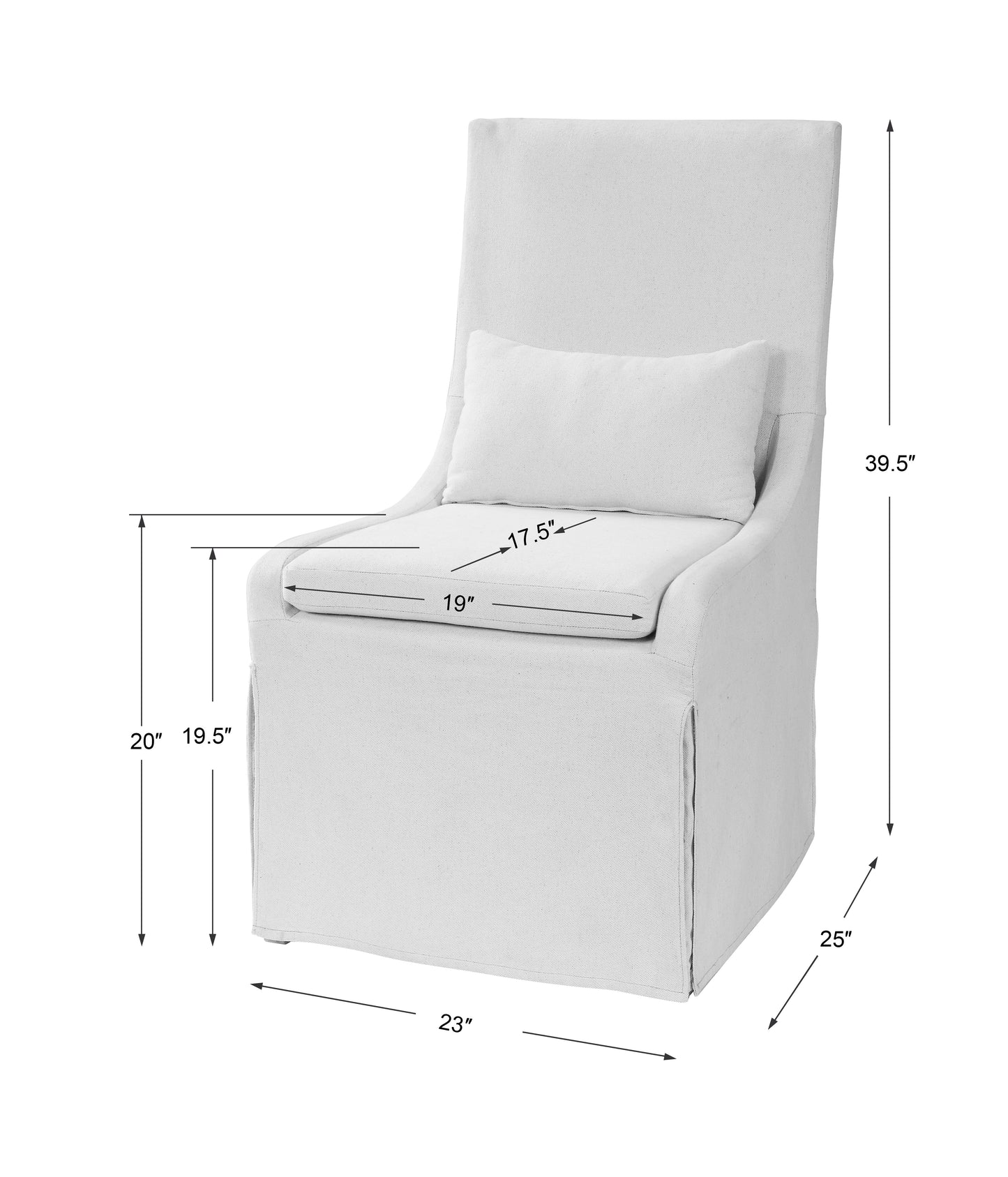 Uttermost Coley White Linen Armless Chair 23493