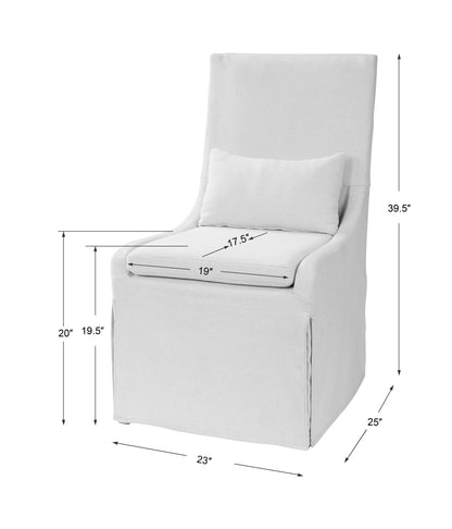 Uttermost Coley White Linen Armless Chair 23493