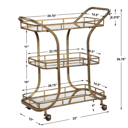 Uttermost Stassi Gold Serving Cart 24876