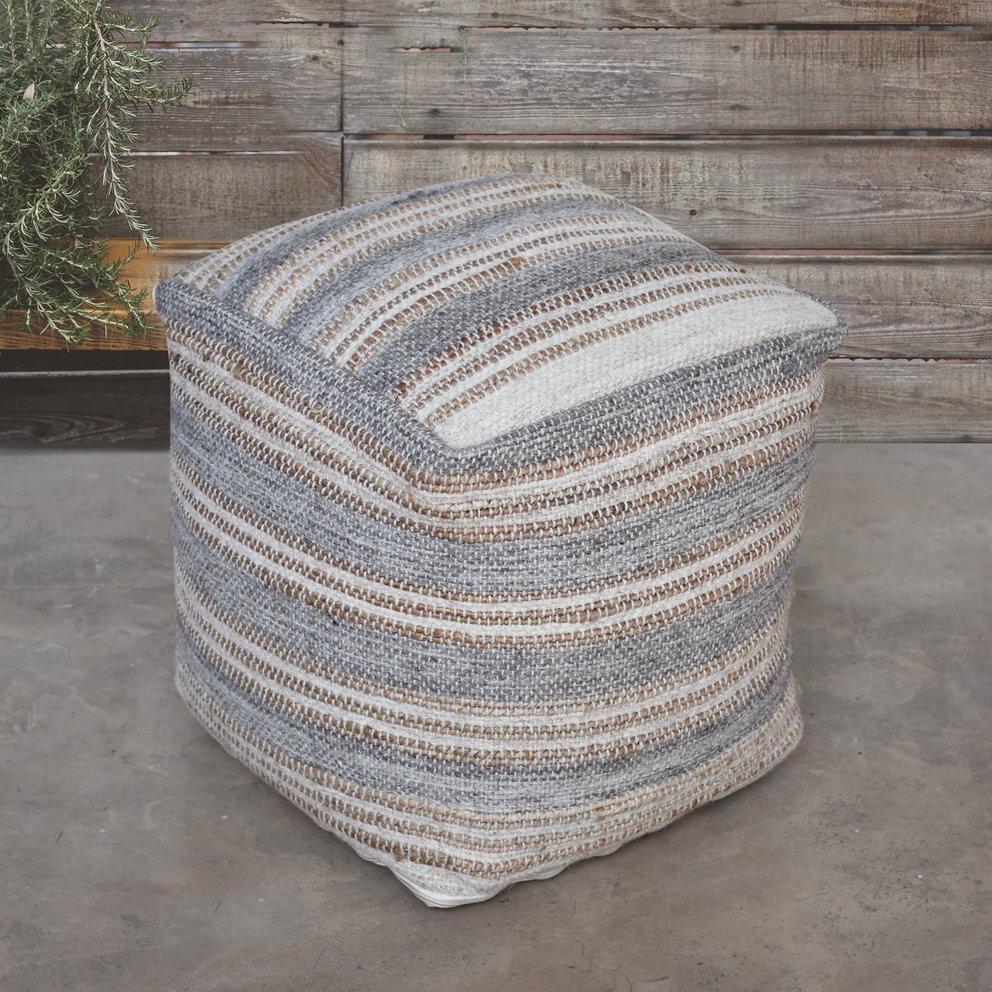 Uttermost Mesick Handwoven Gray Pouf 23967