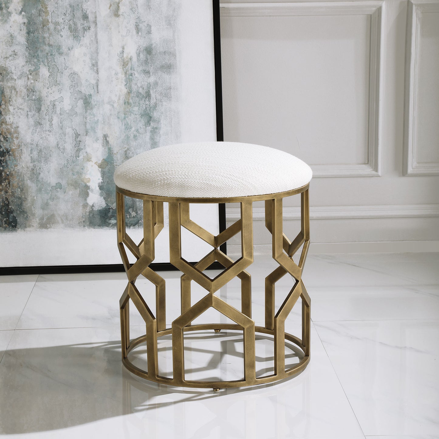 Uttermost Trellis Geometric Accent Stool 23579