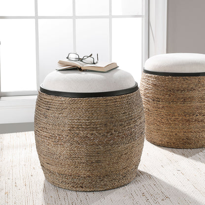 Uttermost Island Straw Accent Stool 23582