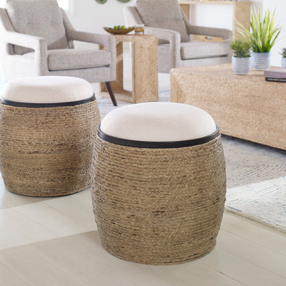 Uttermost Island Straw Accent Stool 23582