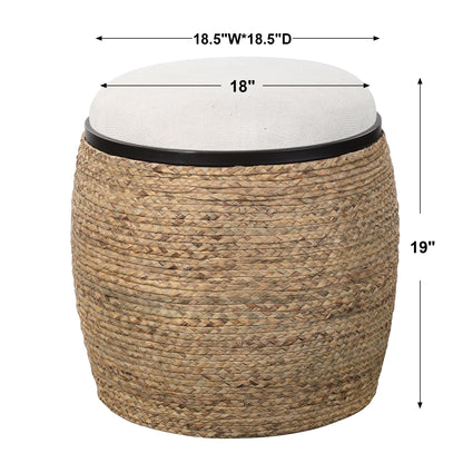 Uttermost Island Straw Accent Stool 23582