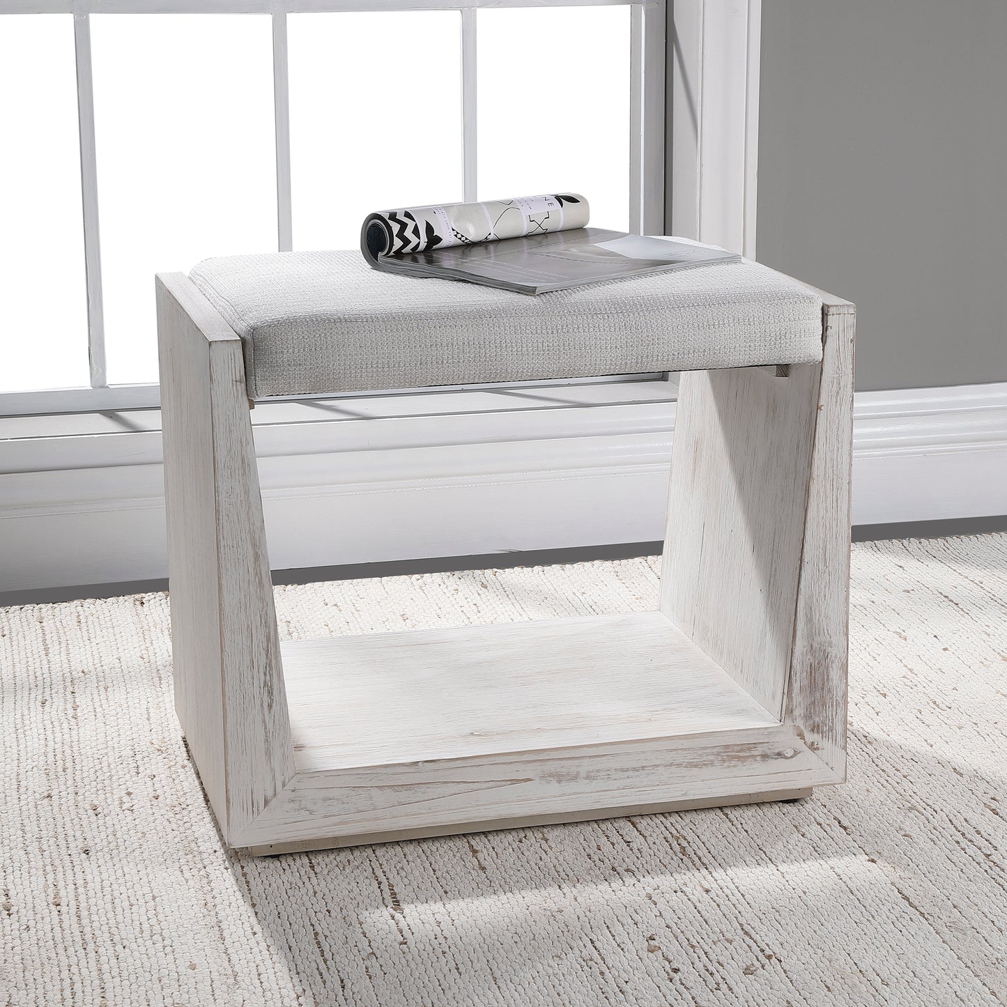 Uttermost Cabana White Small Bench 23581