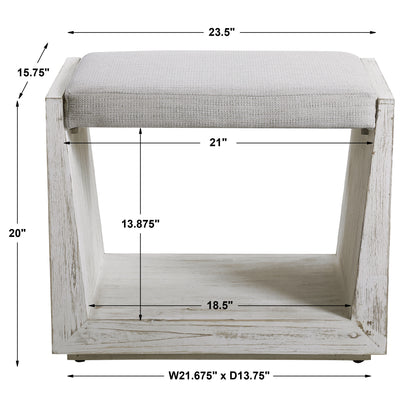 Uttermost Cabana White Small Bench 23581