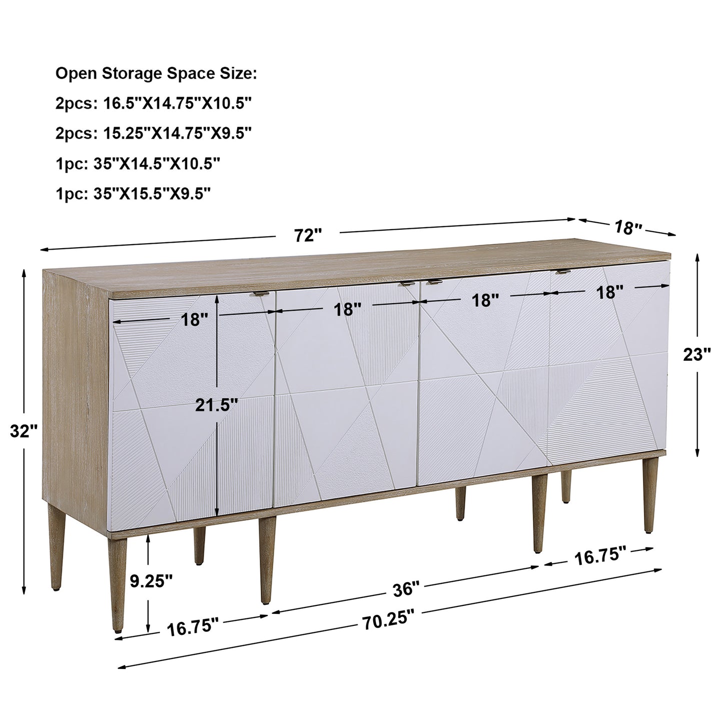 Uttermost Tightrope 4 Door Modern Sideboard Cabinet 25101