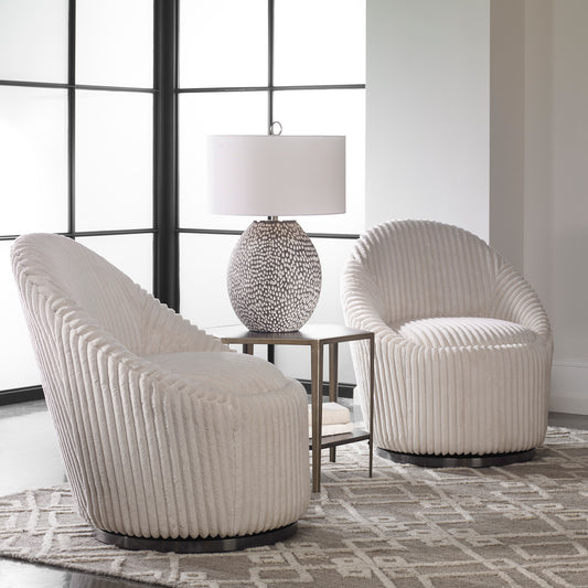 Uttermost Crue White Swivel Chair 23578