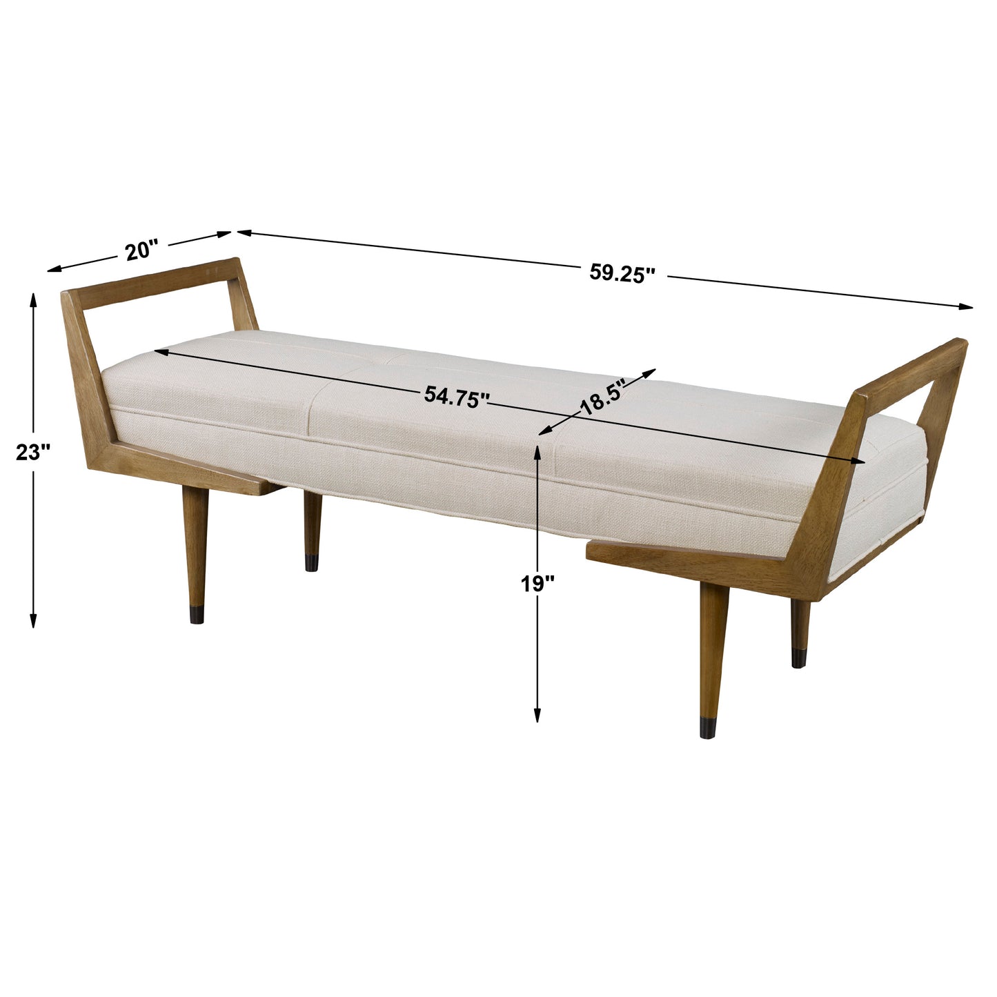 Uttermost Waylon Modern Ivory Bench 23592