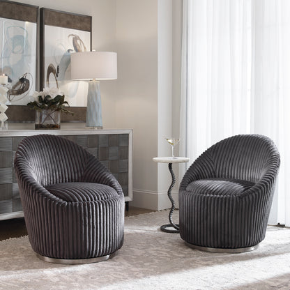 Uttermost Crue Gray Fabric Swivel Chair 23599