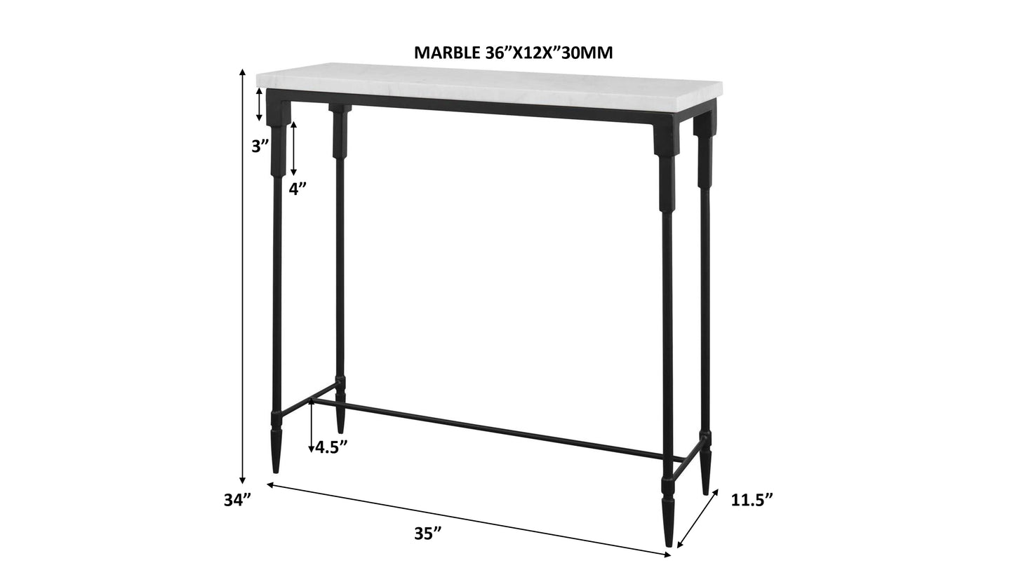 Uttermost Bourges White Marble Console Table 25165