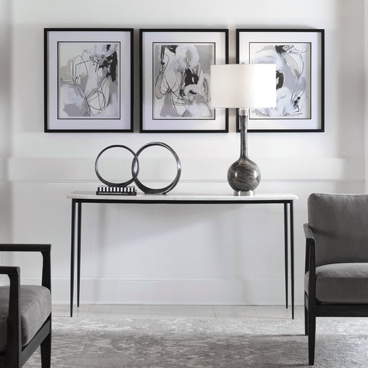 Uttermost Nightfall White Marble Console Table 25173