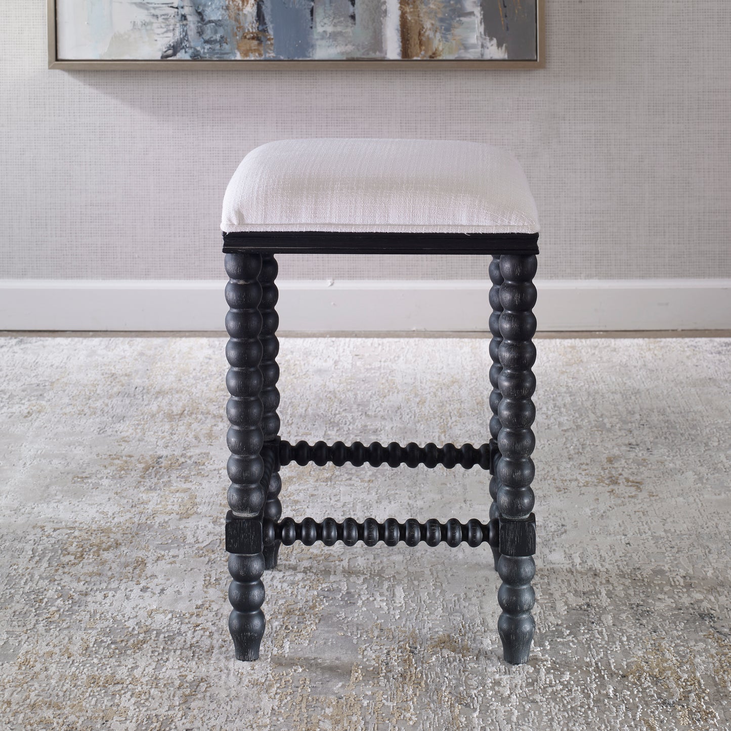 Uttermost Pryce Black Backless Counter Stool 23684