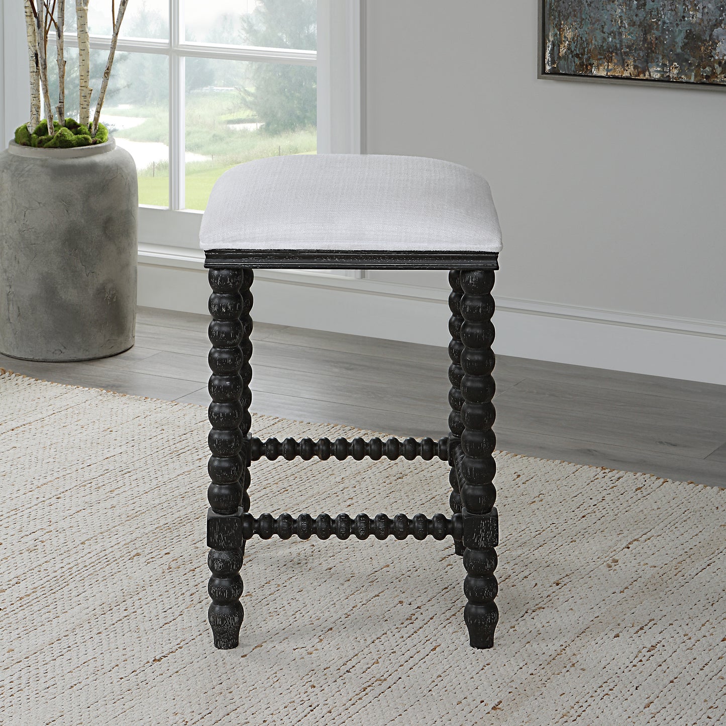 Uttermost Pryce Black Backless Counter Stool 23684