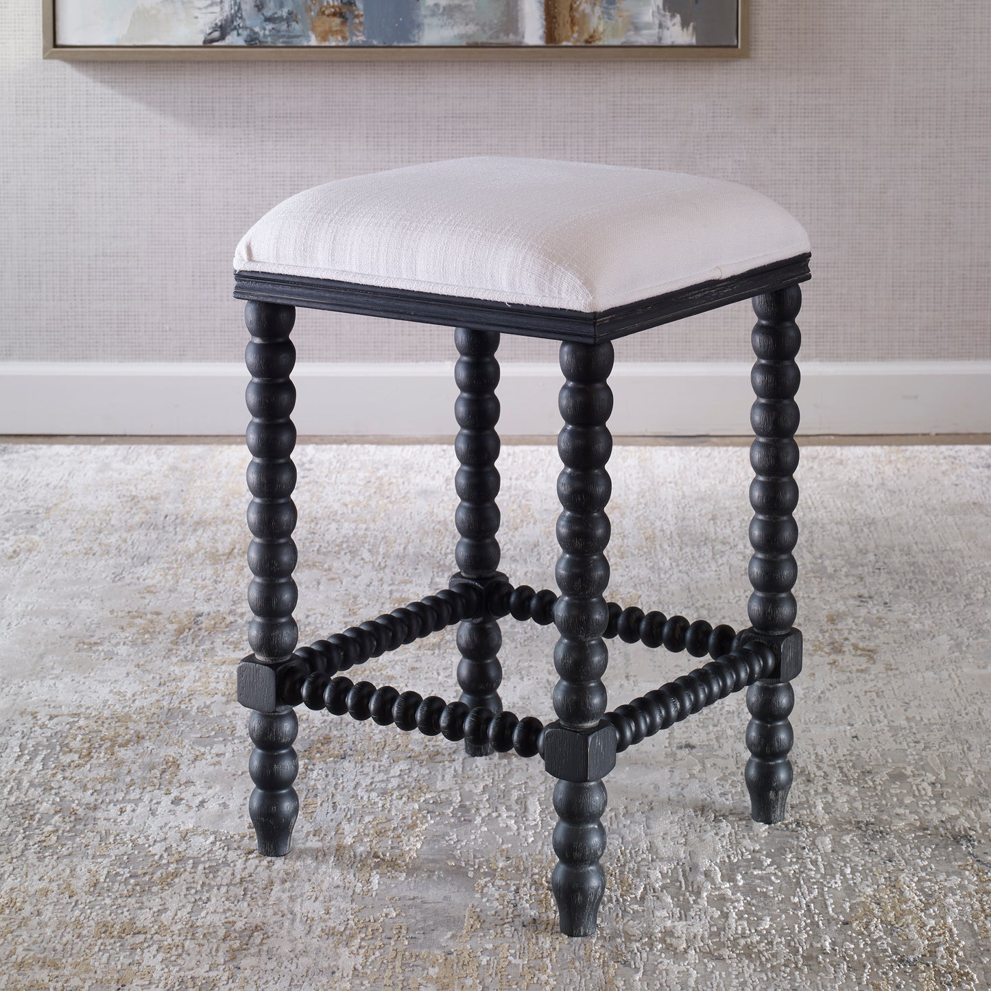 Uttermost Pryce Black Backless Counter Stool 23684