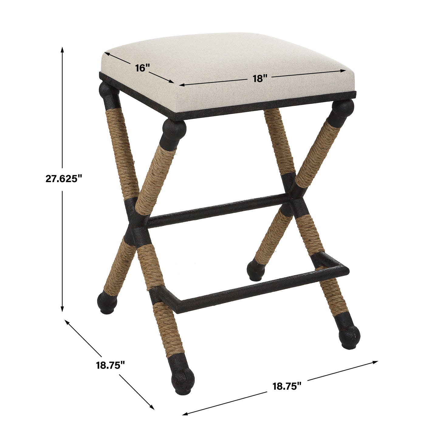 Uttermost Firth Rustic Oatmeal Counter Stool 23709