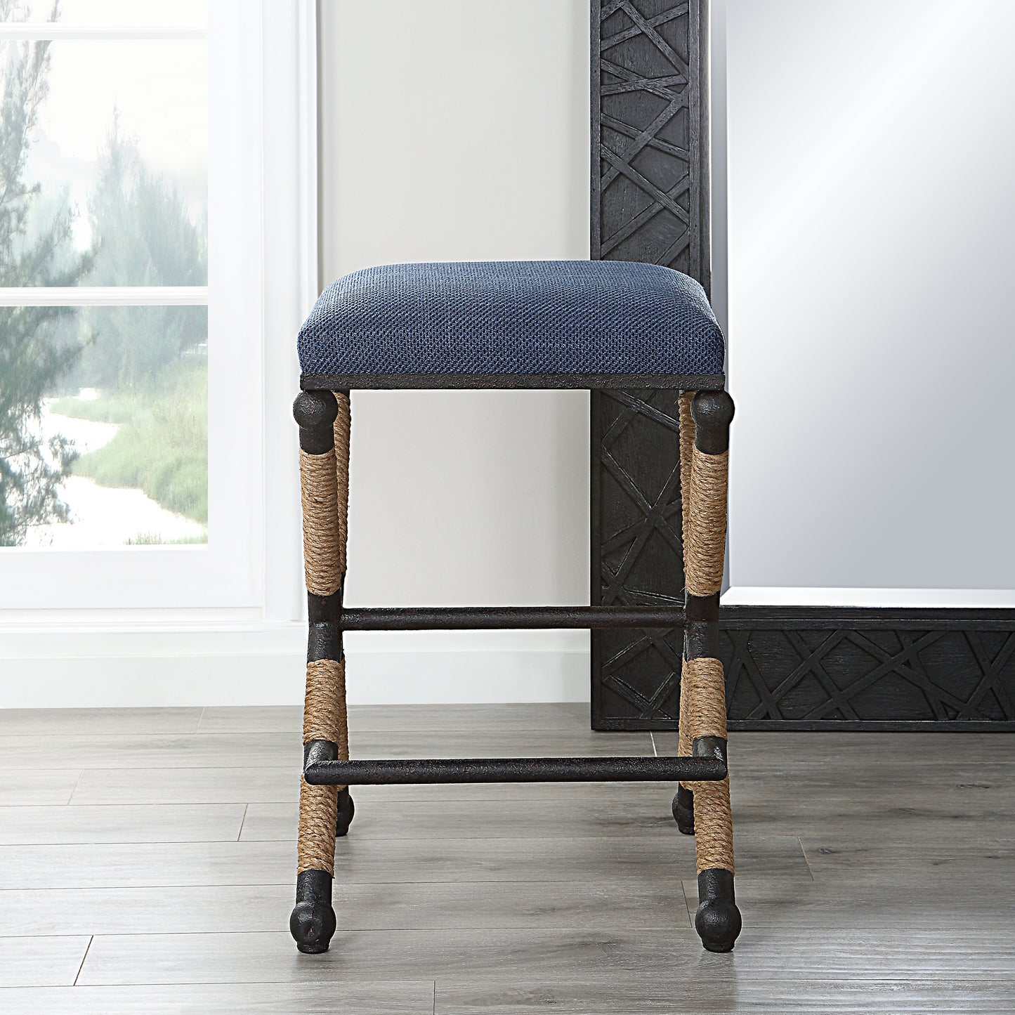 Uttermost Firth Rustic Navy Counter Stool 23710