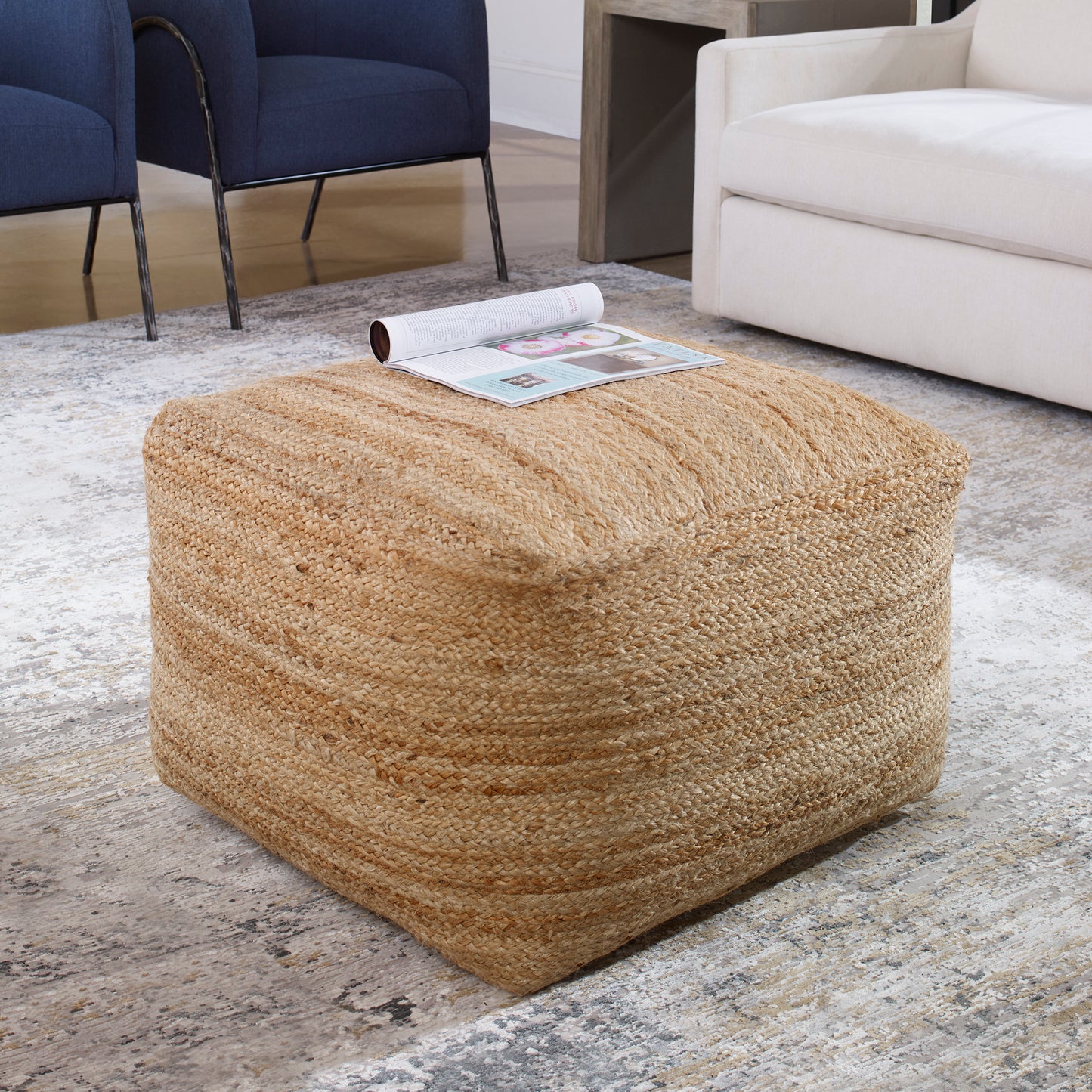 Uttermost Camden Braided Hemp Pouf 23973