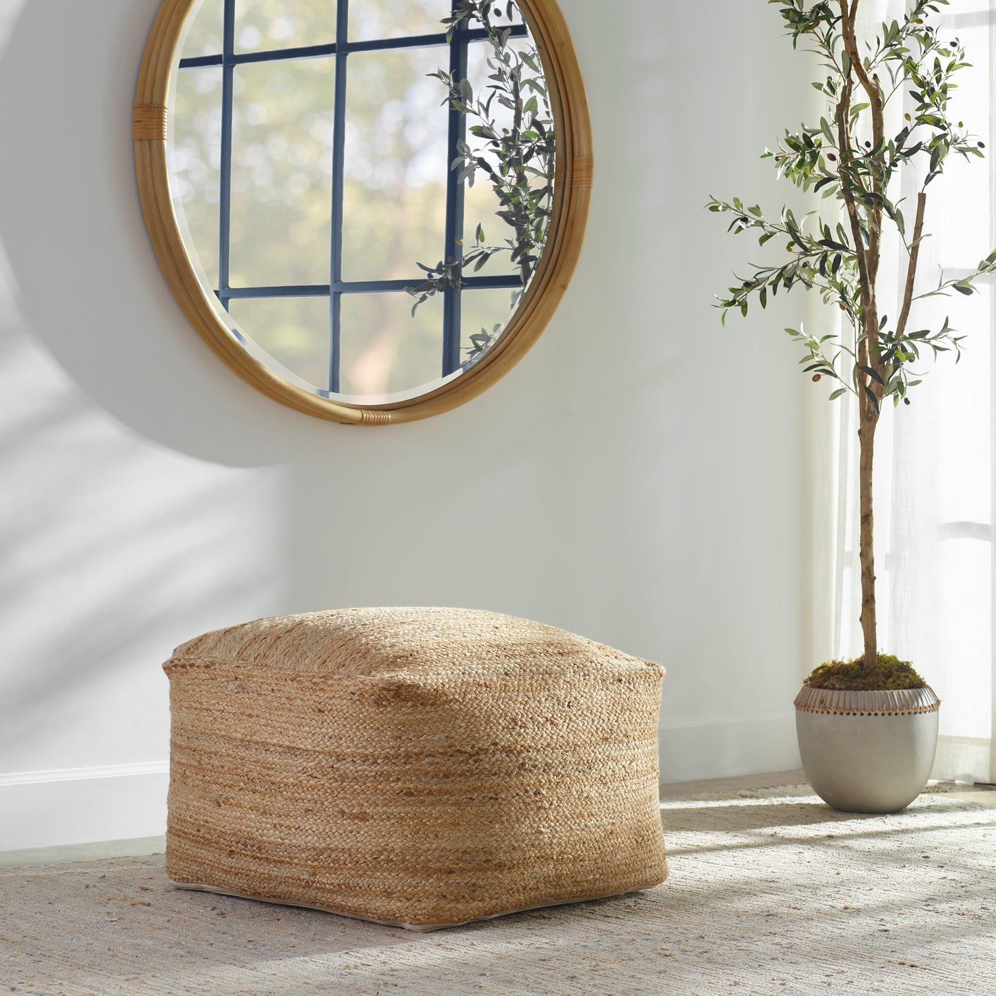 Uttermost Camden Braided Hemp Pouf 23973