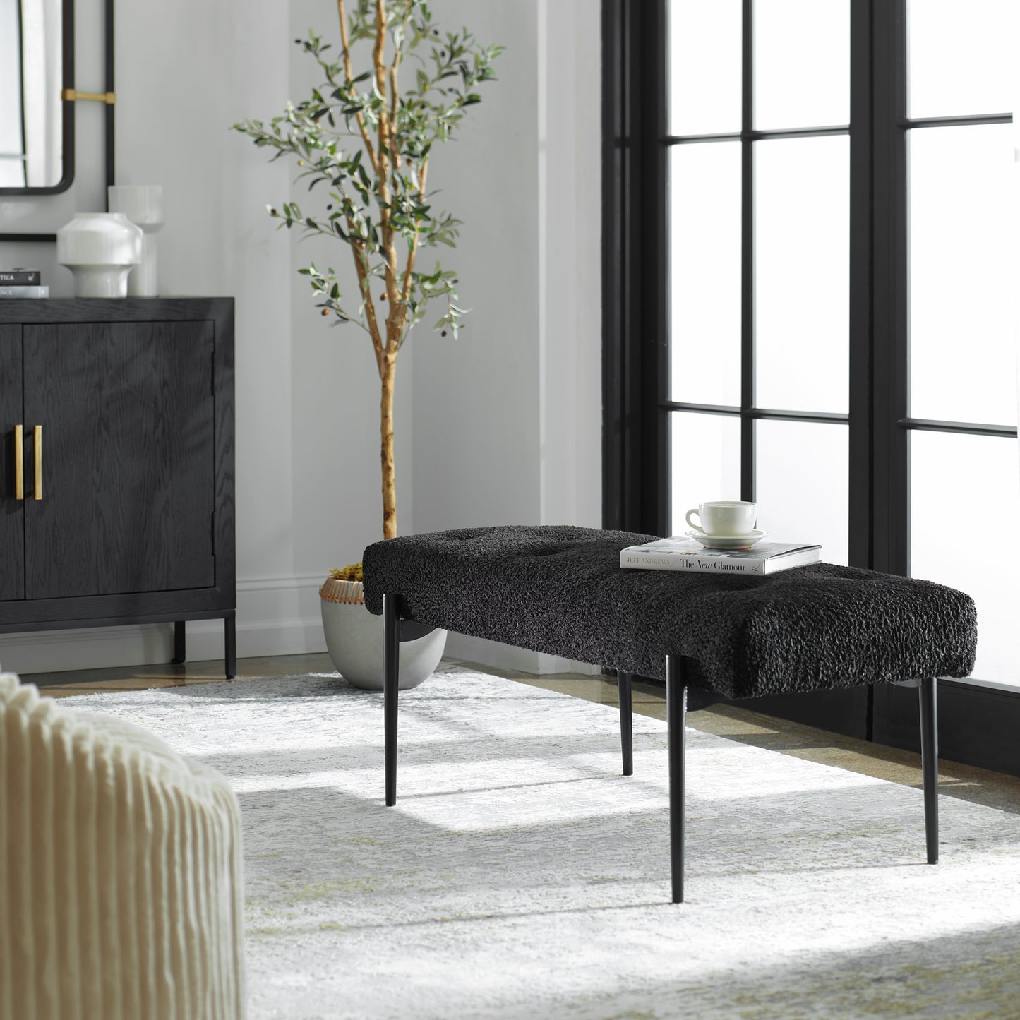 Uttermost Olivier Modern Black Bench 23719