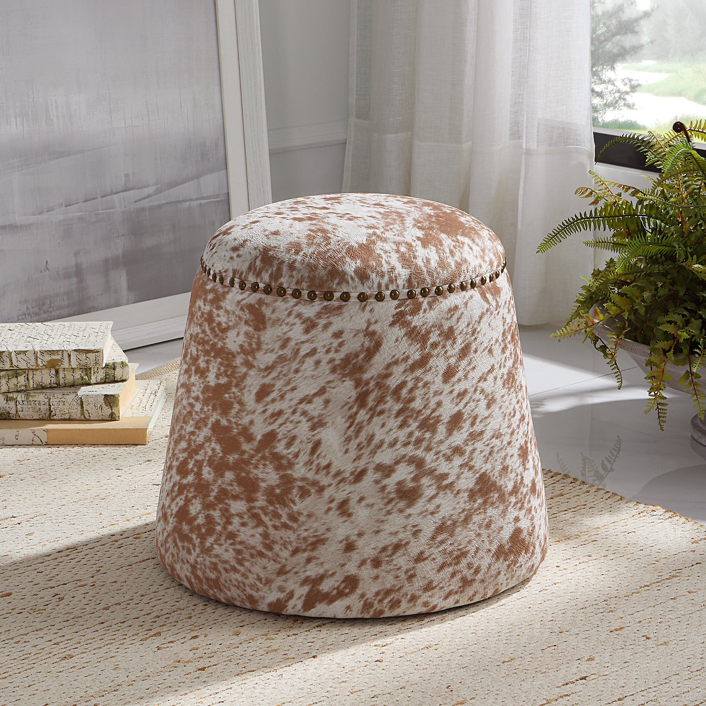 Uttermost Gumdrop Cow Hide Ottoman 23725