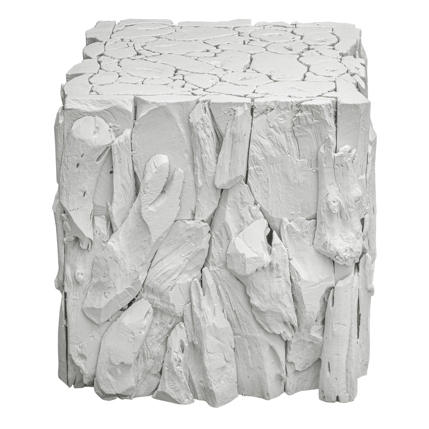 Uttermost Teak Root White Bunching Cube 25241