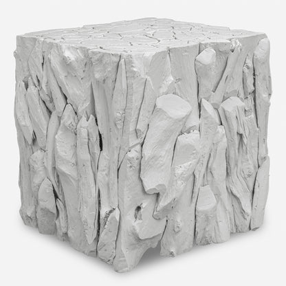 Uttermost Teak Root White Bunching Cube 25241