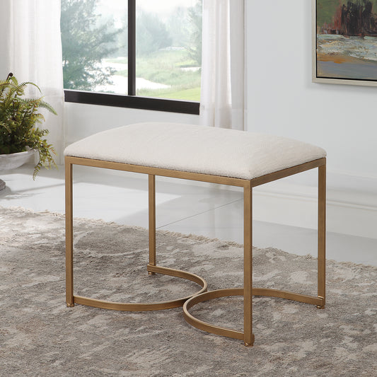 Lily Lifestyle Antique Brushed Brass Finish And A Cushioned Top Upholstered In A Crisp White Fabric