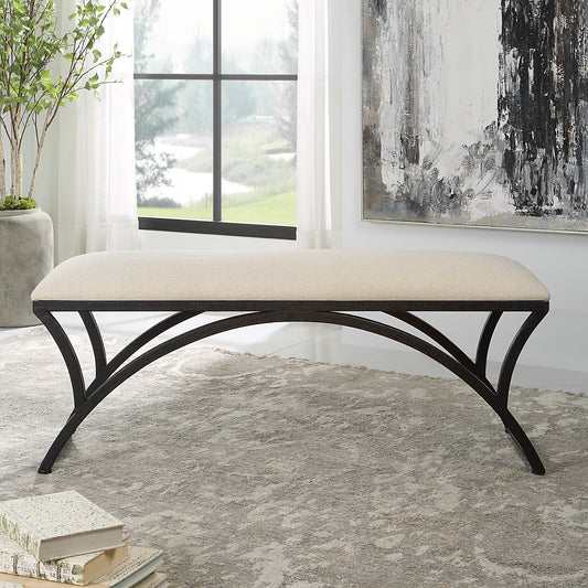 Lily Lifestyle Black Textured Rustic Iron Frame With Hints Of Rust And Upholstered In An Oatmeal Colored Sturdy Cotton