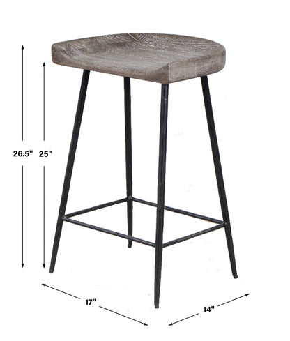 Uttermost Cordova Carved Wood Counter Stool 22885