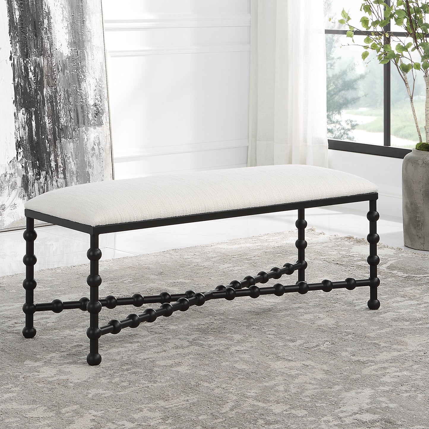 Uttermost Iron Drops Cushioned Bench 23756