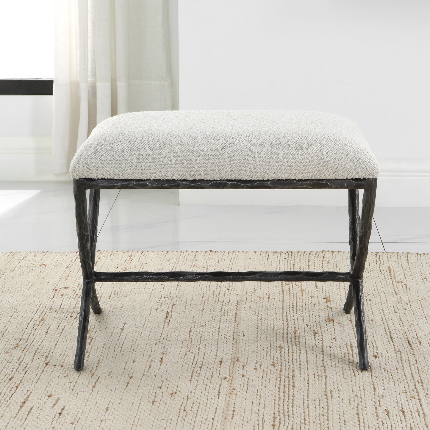 Uttermost Brisby Gray Fabric Small Bench 23750