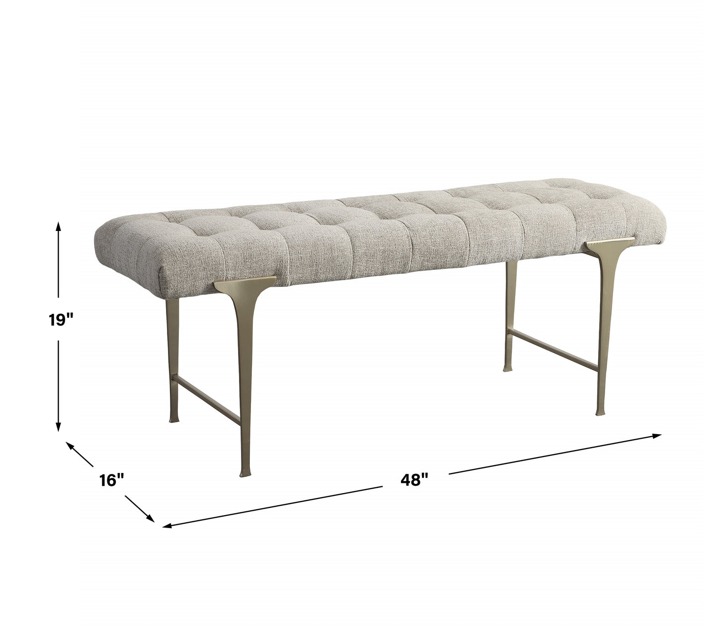 Uttermost Imperial Upholstered Gray Bench 23765