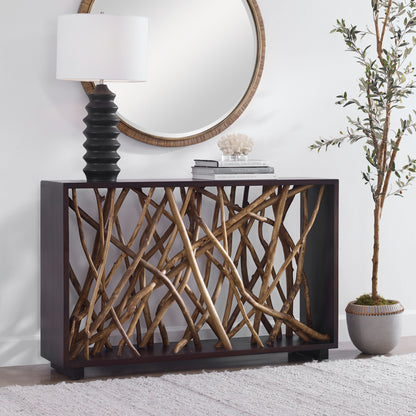 Uttermost Teak Maze Console Table 22901