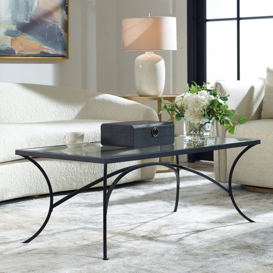 Uttermost Alayna Black Metal & Glass Coffee Table 22909