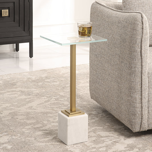 Lily Lifestyle Brushed Brass Finish With White Marble Base