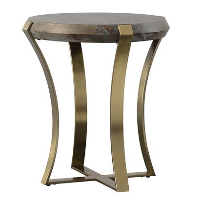 Uttermost Unite Brass Leg Wood Side Table 22940