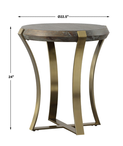 Uttermost Unite Brass Leg Wood Side Table 22940